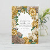 Honeycomb, Wheat & Warm Taupe Wedding 招待状 (スタンド正面)