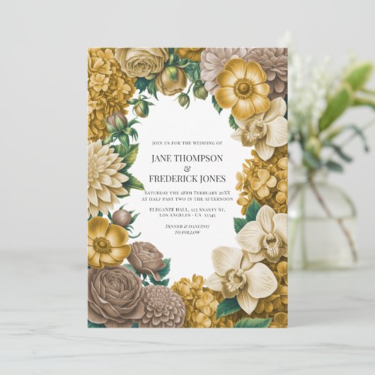 Honeycomb, Wheat & Warm Taupe Wedding 招待状 (スタンド正面)