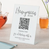 Honeymoon Fund エレガントScript QR Code結婚's 台座サイン (インサイチュ)