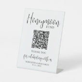 Honeymoon Fund エレガントScript QR Code結婚's 台座サイン (正面)