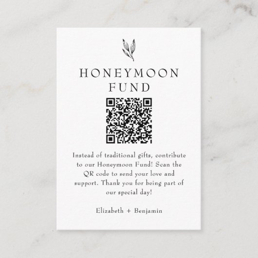Honeymoon Fund Minimalist Botanical Wedding  エンクロージャーカード (正面)