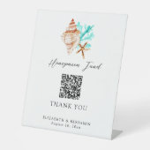 Honeymoon Fund QR Code Coastal Wedding Elegant 台座サイン (正面)