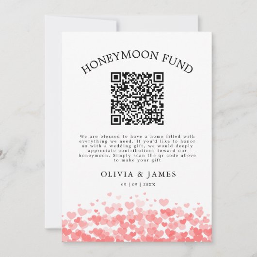 Honeymoon Fund QR Code Sign, Wedding Honeymoon 招待状 (正面)