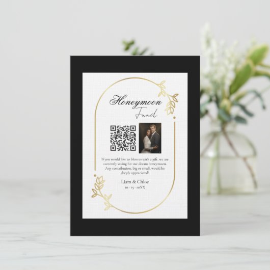 Honeymoon Fund QR Code Sign Wedding Honeymoon 招待状 (スタンド正面)