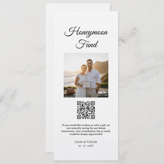 Honeymoon Fund QR Code Sign Wedding Honeymoon 招待状 (正面/裏面)