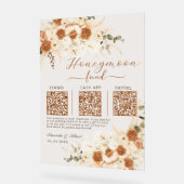 Honeymoon Fund QR Wedding| Cash App Venmo & PayPal アクリルサイン (傾斜)