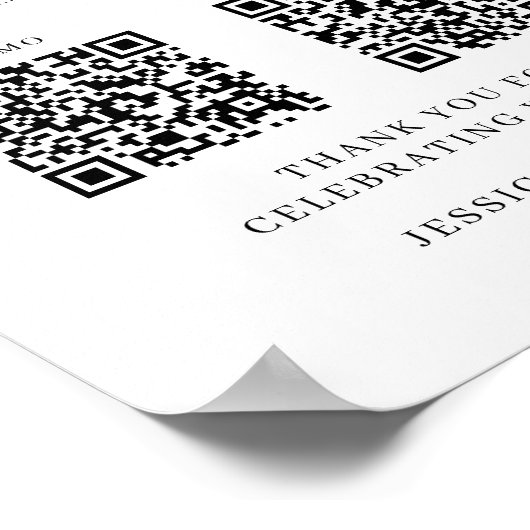 Honeymoon Fund Sign QR Code – Wedding Reception ポスター (角)