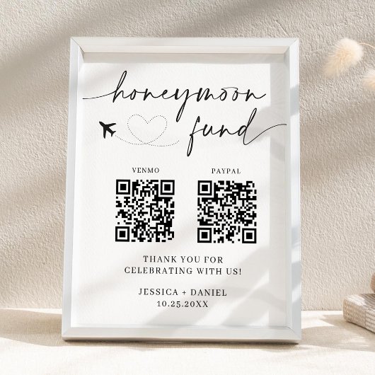 Honeymoon Fund Sign QR Code – Wedding Reception ポスター