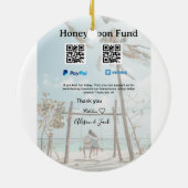 Honeymoon fund venomo paypal donation Q R couple セラミックオーナメント (裏面)