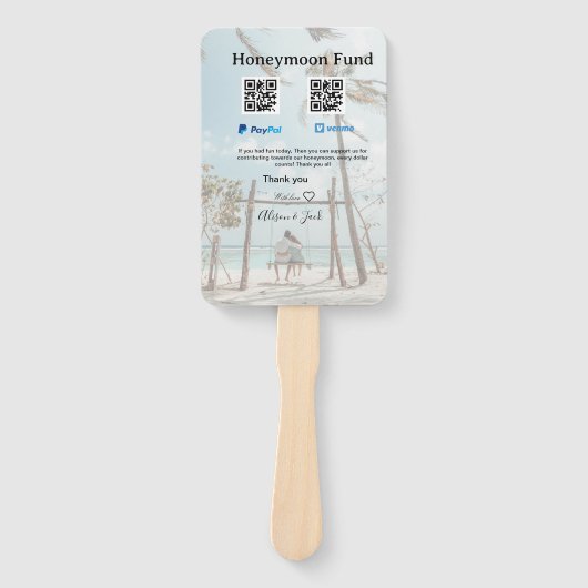 Honeymoon fund venomo paypal donation Q R couple ハンドファン (正面)