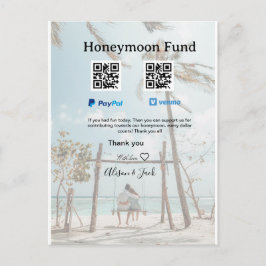 Honeymoon fund venomo paypal donation Q R couple ポストカード