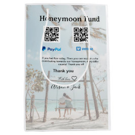 Honeymoon fund venomo paypal donation Q R couple ミディアムペーパーバッグ