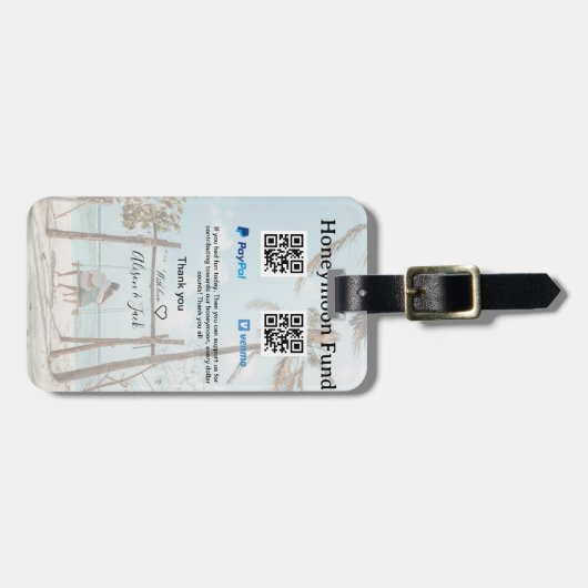 Honeymoon fund venomo paypal donation Q R couple ラゲッジタグ (正面横)