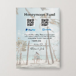 Honeymoon fund venomo paypal donation Q R couple 缶バッジ