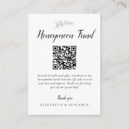Honeymoon Fund Wedding QR Code Minimal Elegant エンクロージャーカード