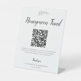 Honeymoon Fund Wedding QR Code Minimal Elegant 台座サイン