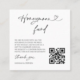 Honeymoon Fund Wedding Request Enclosure QR Card スクエア名刺