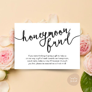Honeymoon Fund Wish Cashモダン素朴結婚s エンクロージャーカード