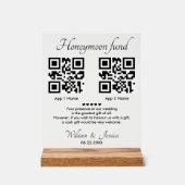 Honeymoon Fund With 2 QR Code アクリルサイン (正面)