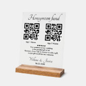 Honeymoon Fund With 2 QR Code アクリルサイン (傾斜)