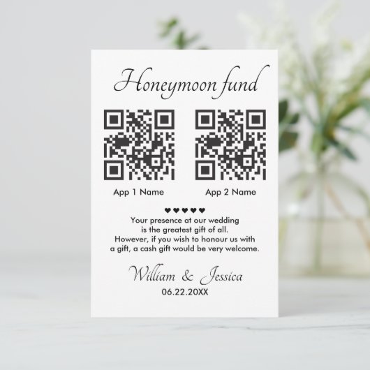 Honeymoon Fund With 2 QR Code And Photo カード (スタンド正面)