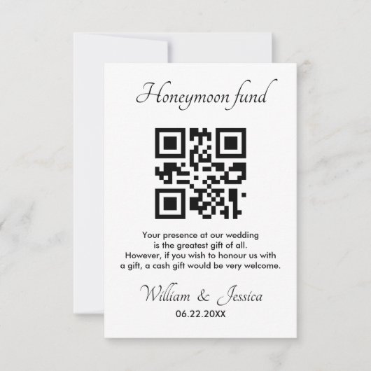 Honeymoon Fund With QR Code Enclosure Card カード (正面)
