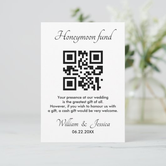 Honeymoon Fund With QR Code Enclosure Card カード (スタンド正面)