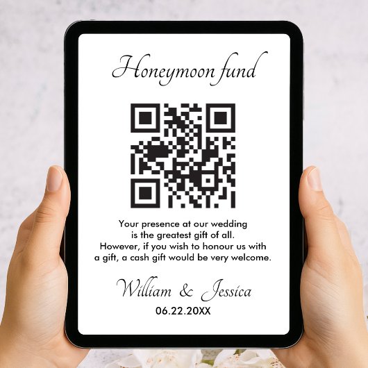 Honeymoon Fund With QR Code Enclosure Card カード
