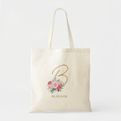 Honeymoon gift, Elegant floral bag with initial トートバッグ (正面)