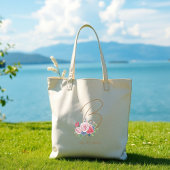 Honeymoon gift, Elegant floral bag with initial トートバッグ