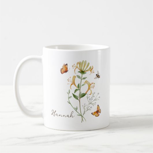 Honeysuckle Birth Month Flower コーヒーマグカップ (左)