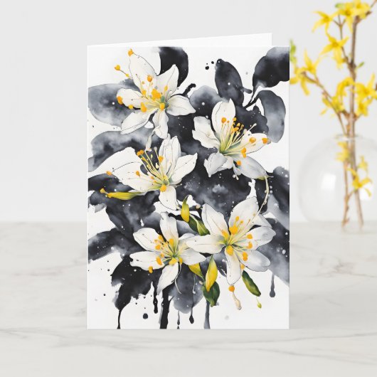 Honeysuckle - Watercolor flowers カード (黄色い花)