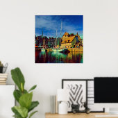 HONFLEUR – ドッキング – 古い桟橋 – パノラマ ポスター (ホームオフィス)