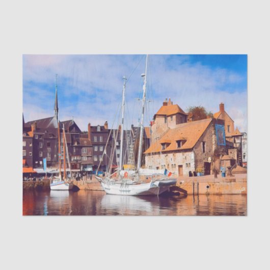 HONFLEUR – ドッキング – 古い桟橋 – パノラマ 薄葉紙 (正面)
