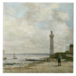 Honfleur 1864-66年の灯台(パネルの油) タイル