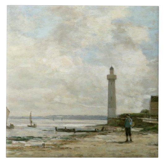 Honfleur 1864-66年の灯台(パネルの油) タイル (正面)