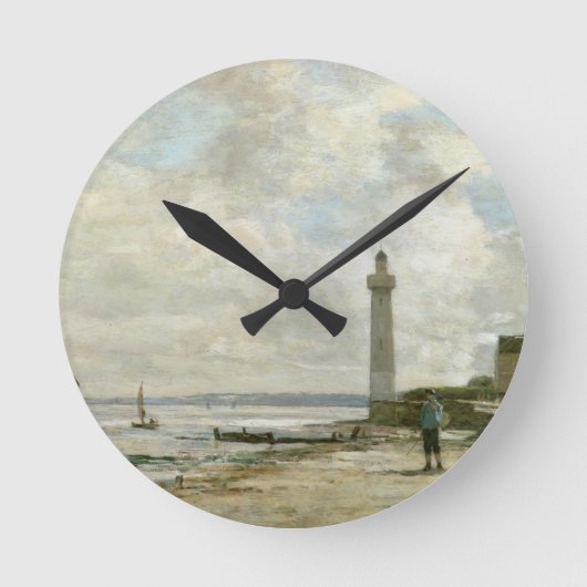 Honfleur 1864-66年の灯台(パネルの油) ラウンド壁時計 (正面)