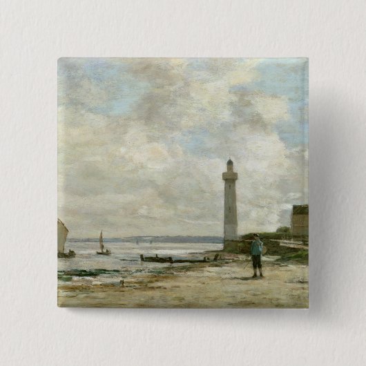 Honfleur 1864-66年の灯台(パネルの油) 缶バッジ (正面)