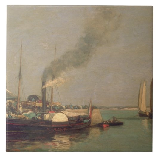 Honfleur。 La Jetee 1854-57年(パネルの油) タイル (正面)