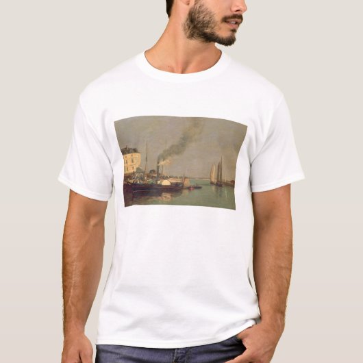 Honfleur。 La Jetee 1854-57年(パネルの油) Tシャツ (正面)