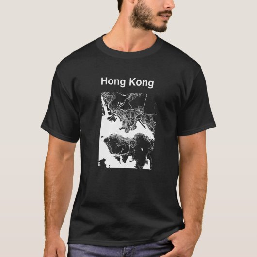 Hong Kong China Classic City Map Graphic Tシャツ (正面)
