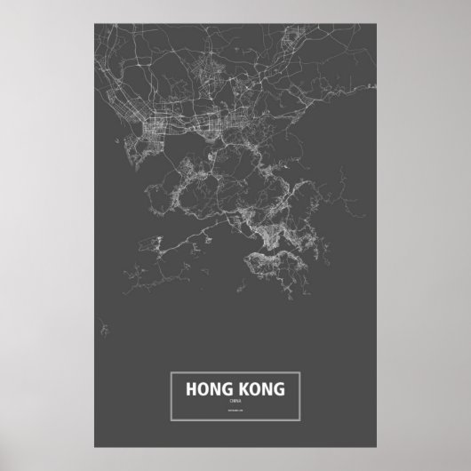 Hong Kong, China (white on black) ポスター (正面)