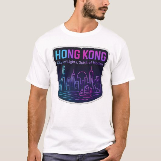 Hong Kong Neon Skyline – City of Lights Art Tシャツ (正面)