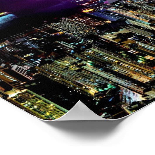 Hong Kong night skyline ポスター (角)