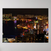 Hong Kong Nightscape Travel Poster ポスター (正面)