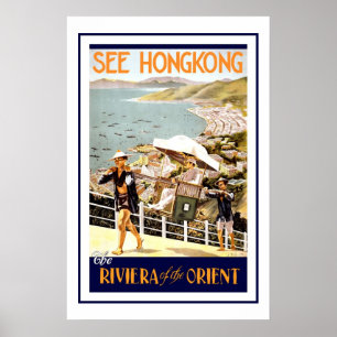 Hong Kong Riviera Orient Vintage Travel Posters ポスター