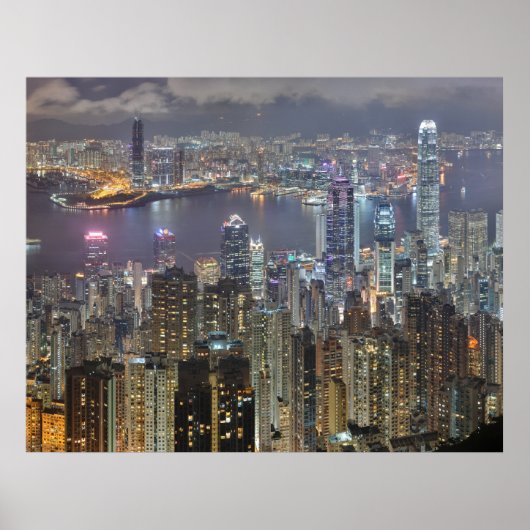 Hong Kong Skyline at Night Poster ポスター (正面)