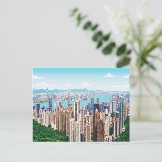 Hong Kong skyline panoramic view postcard ポストカード (スタンド正面)