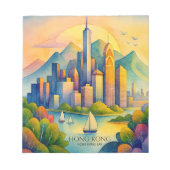 Hong Kong Skyline Watercolor | Travel  ノートパッド (正面)