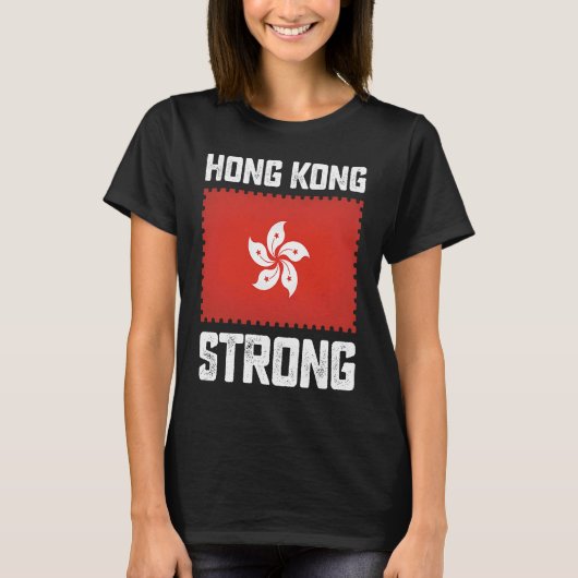 Hong Kong Strong Flag Stamp Pro Democracy Free Spe Tシャツ (正面)